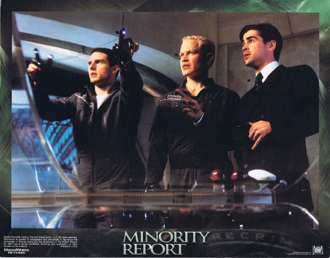 MINORITY REPORT Original Lobby Card 3 Tom Cruise Max von Sydow Steve Harris