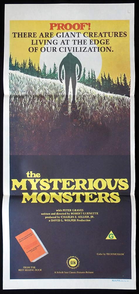 MYSTERIOUS MONSTERS Original Daybill Movie Poster Peter Graves Bigfoot Loch Ness Monster