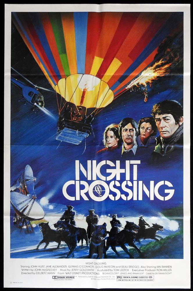 NIGHT CROSSING Rare US One sheet Movie poster John Hurt Hot Air Balloon Doberman