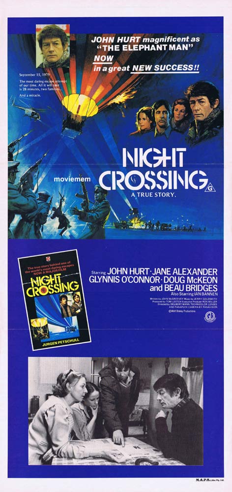 NIGHT CROSSING Daybill Movie poster JOHN HURT Hot Air Balloon Beau Bridges