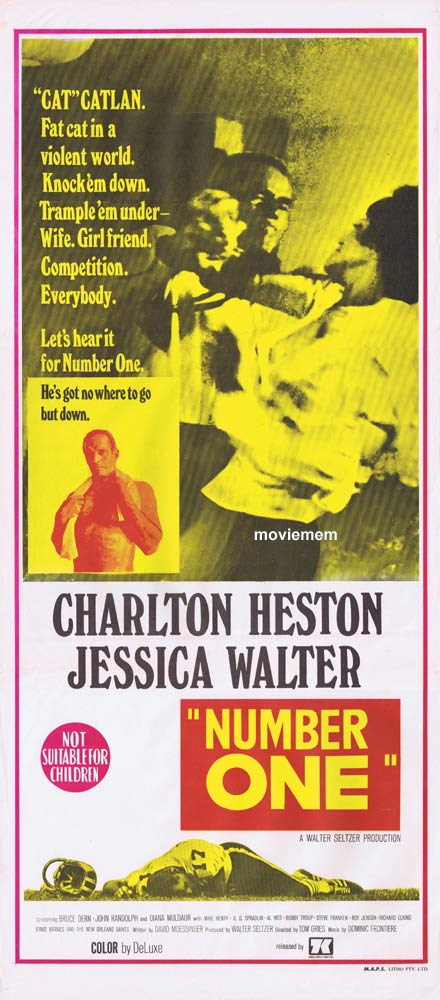 NUMBER ONE Original Daybill Movie Poster Charlton Heston Jessica Walter
