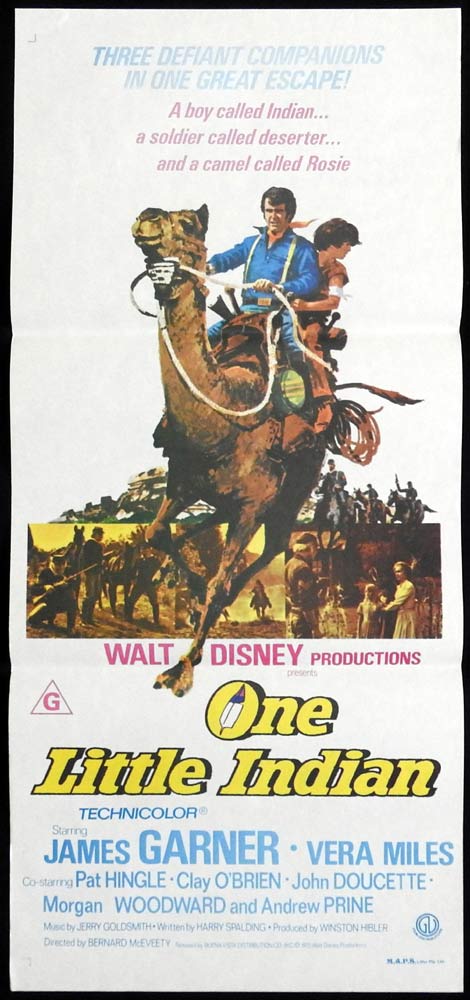 ONE LITTLE INDIAN Original Daybill Movie poster James Garner DISNEY Vera Miles