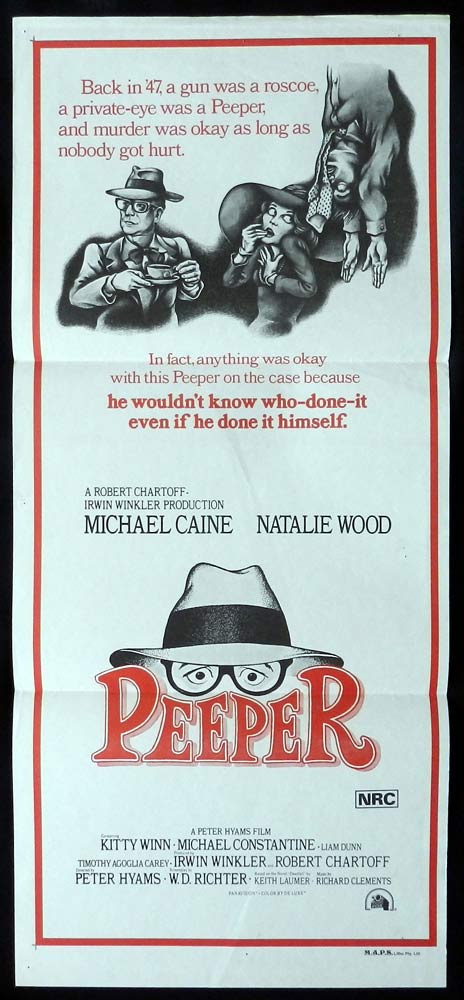 PEEPER Rare Original daybill movie poster MICHAEL CAINE Natalie Wood