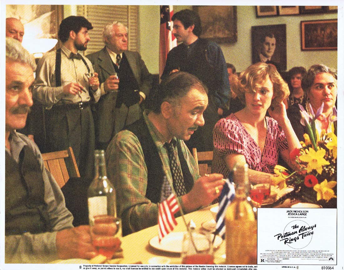 THE POSTMAN ALWAYS RINGS TWICE Original Lobby Card 8 Jack Nicholson Jessica Lange