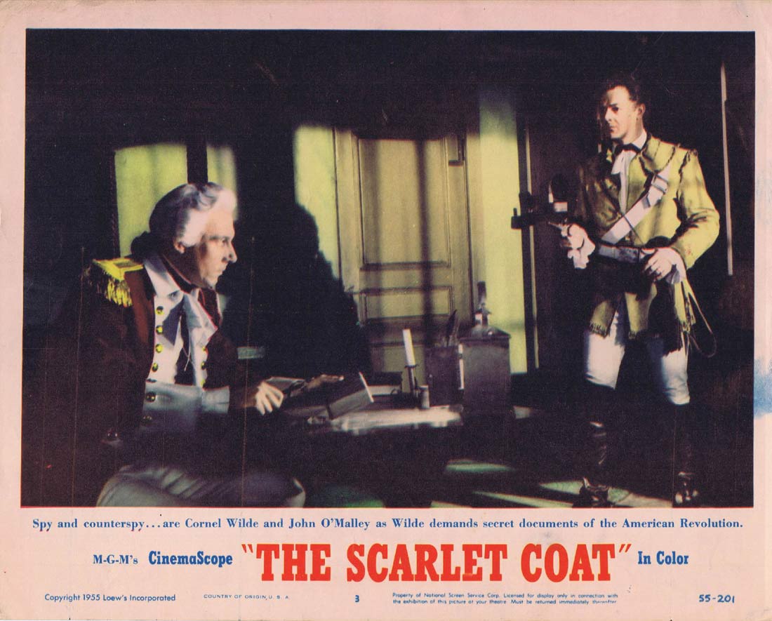 THE SCARLET COAT Original Lobby Card 3 Cornel Wilde Michael Wilding George Sanders