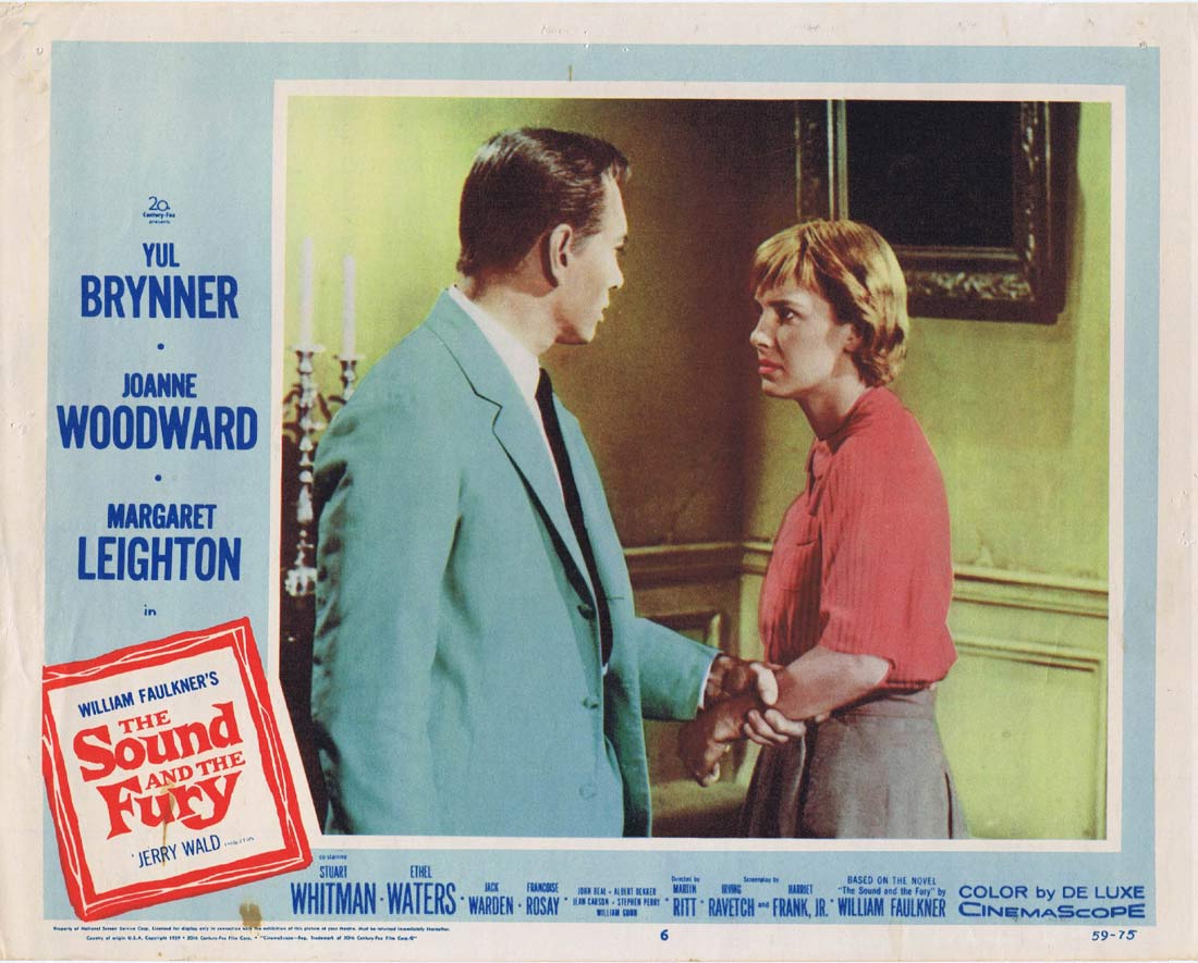 THE SOUND AND THE FURY Original Lobby Card 6 Yul Brynner Joanne Woodward