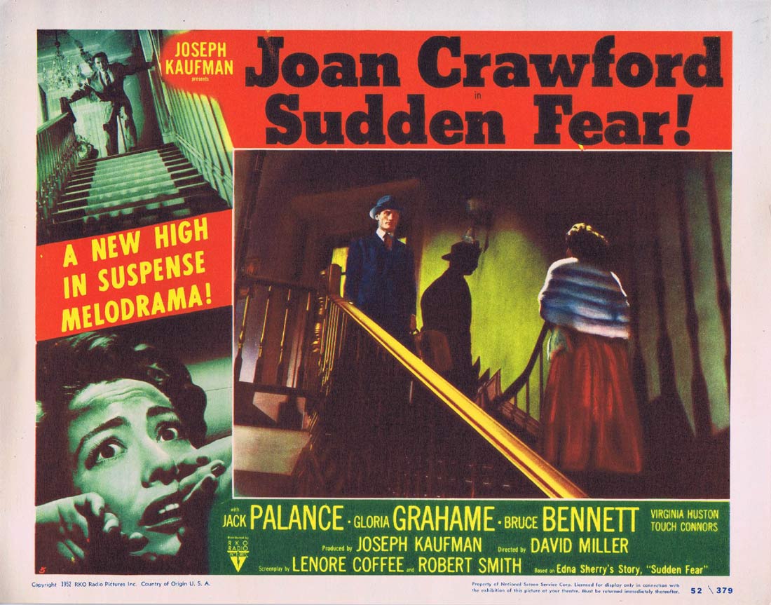 SUDDEN FEAR Original Lobby Card 5 Joan Crawford Jack Palance