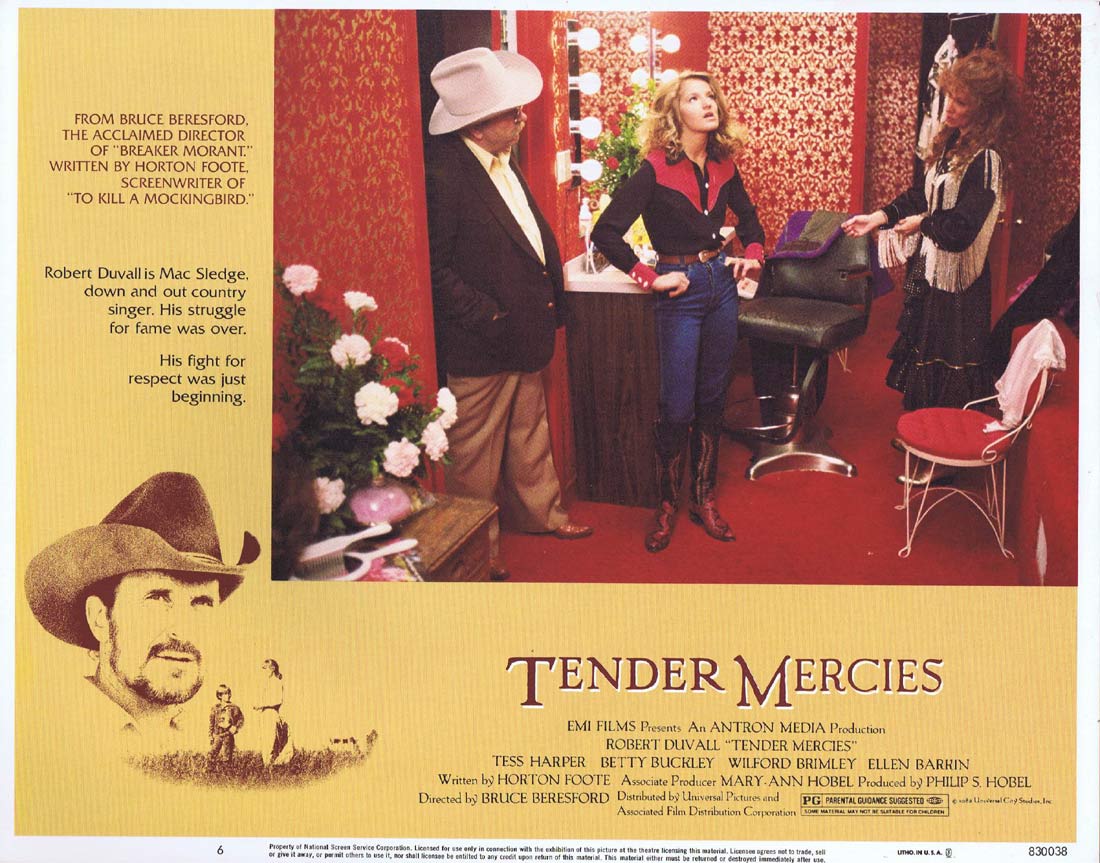 TENDER MERCIES Original Lobby Card 6 Robert Duvall Tess Harper