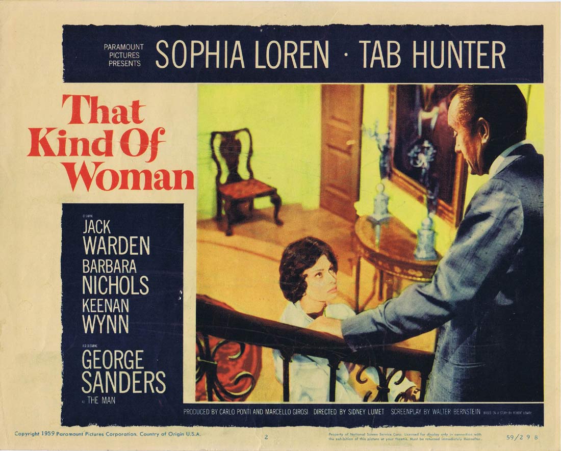 THAT KIND OF WOMAN Original Lobby Card 2 Sophia Loren Tab Hunter