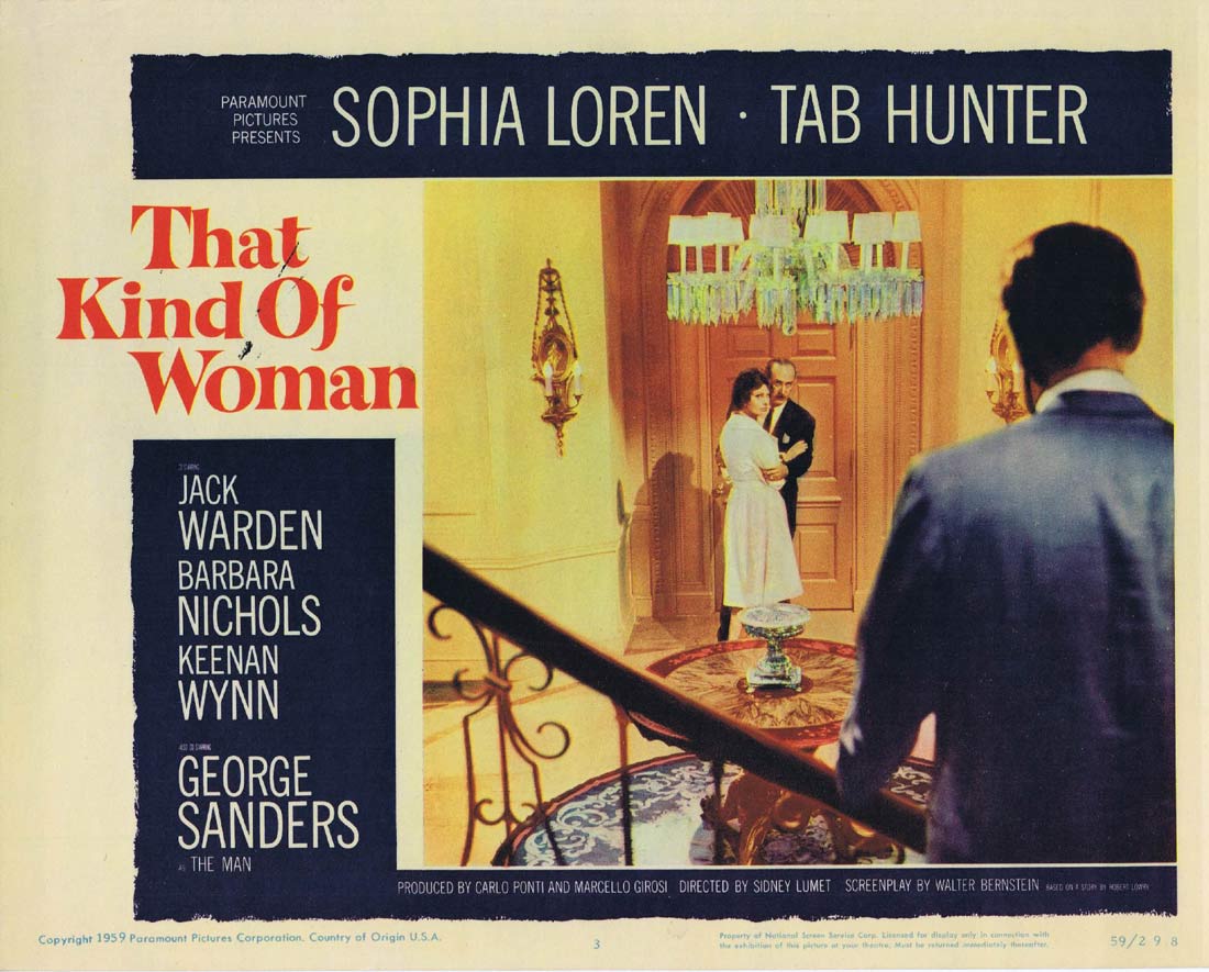 THAT KIND OF WOMAN Original Lobby Card 3 Sophia Loren Tab Hunter
