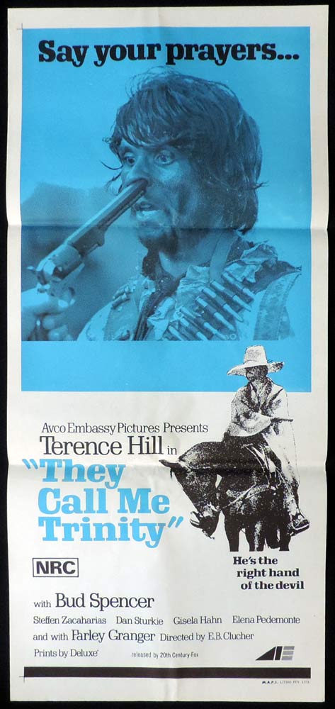 THEY CALL ME TRINITY Daybill Movie Poster Spaghetti Western Terence Hill Bud Spencer