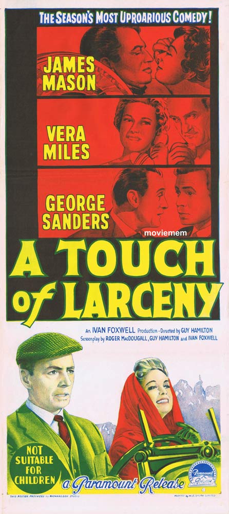 A TOUCH OF LARCENY Original Daybill Movie Poster James Mason George Sanders