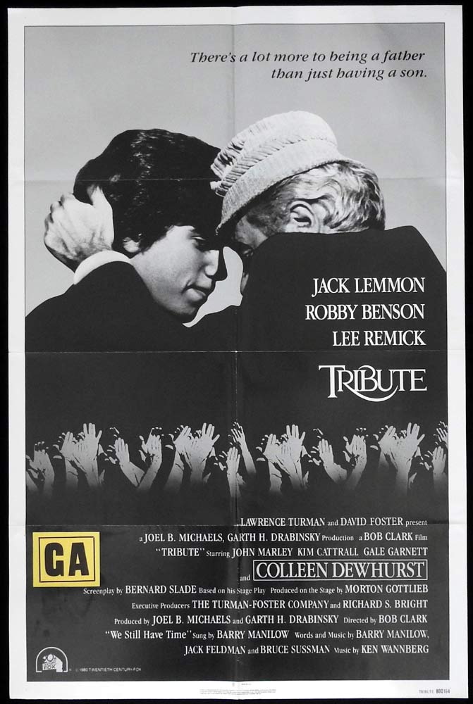 TRIBUTE Original US One sheet Movie poster Jack Lemmon Robby Benson