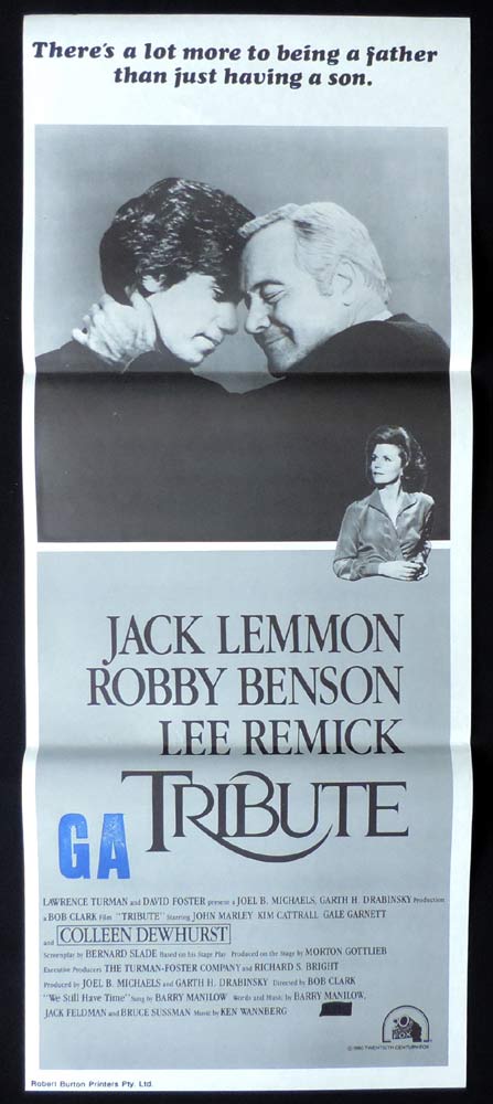 TRIBUTE Original daybill Movie poster Jack Lemmon Robby Benson