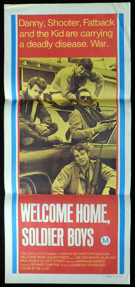 WELCOME HOME SOLDIER BOYS Daybill Movie poster Joe Don Baker Paul Koslo