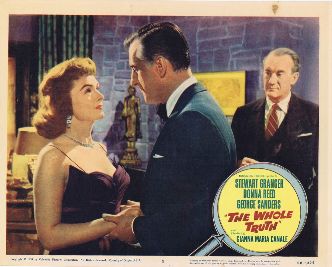 THE WHOLE TRUTH Original Lobby Card 5 Stewart Granger Donna Reed George Sanders