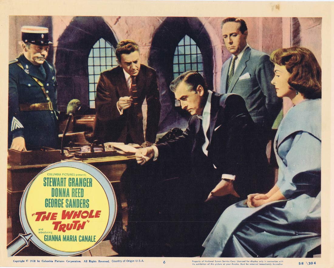 THE WHOLE TRUTH Original Lobby Card 6 Stewart Granger Donna Reed George Sanders