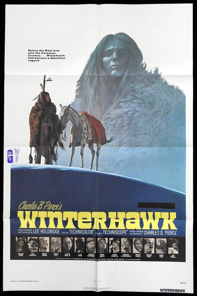 WINTERHAWK Original One sheet Movie Poster Leif Erickson Woody Strode Blackfoot