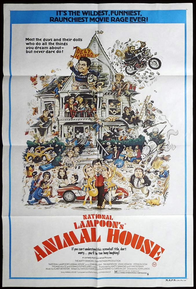 ANIMAL HOUSE Original Australian One sheet Movie Poster John Belushi