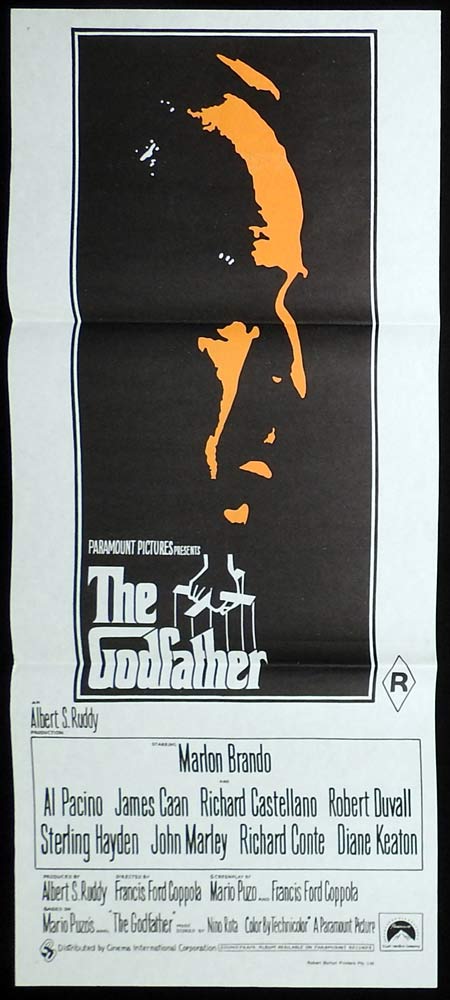 THE GODFATHER Original Daybill Movie poster Marlon Brando Al Pacino Orange Version