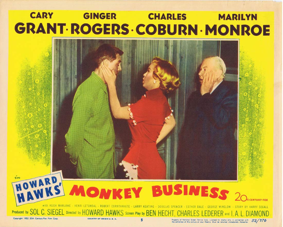 MONKEY BUSINESS Original Lobby Card Cary Grant Ginger Rogers Marilyn Monroe