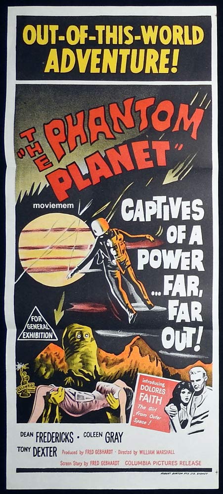 THE PHANTOM PLANET Original Daybill Movie Poster Dean Fredericks Coleen Gray Sci Fi