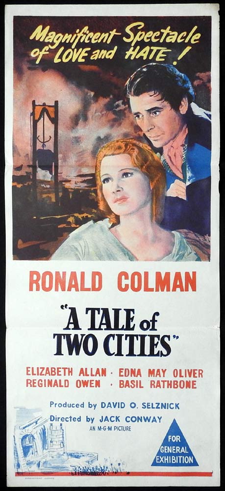 A TALE OF TWO CITIES Original 50sr Daybill Movie Poster Ronald Colman Elizabeth Allan