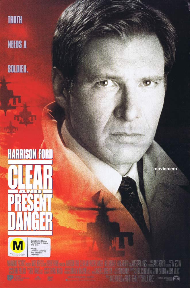 CLEAR AND PRESENT DANGER Original Daybill Movie Poster Harrison Ford