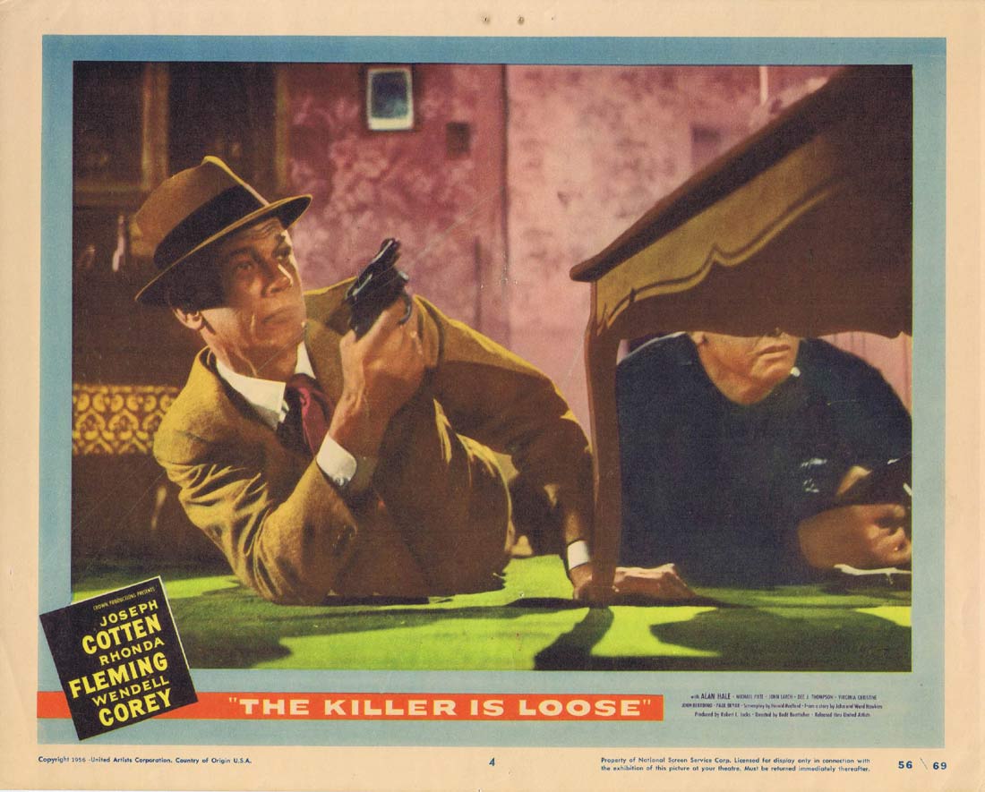 THE KILLER IS LOOSE Original Lobby Card 4 Joseph Cotten Rhonda Fleming