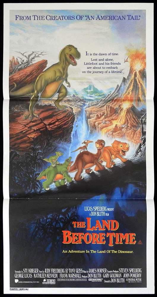 THE LAND BEFORE TIME Original Daybill Movie Poster Gabriel Damon Dinosaur