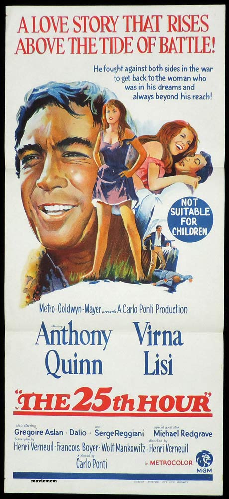 THE 25TH HOUR Original Daybill Movie Poster Anthony Quinn Virna Lisi