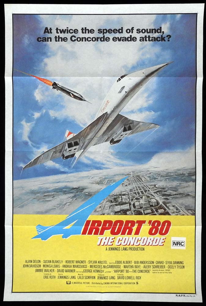 AIRPORT ’80 THE CONCORDE Original One sheet Movie poster Alain Delon Susan Blakely Robert Wagner