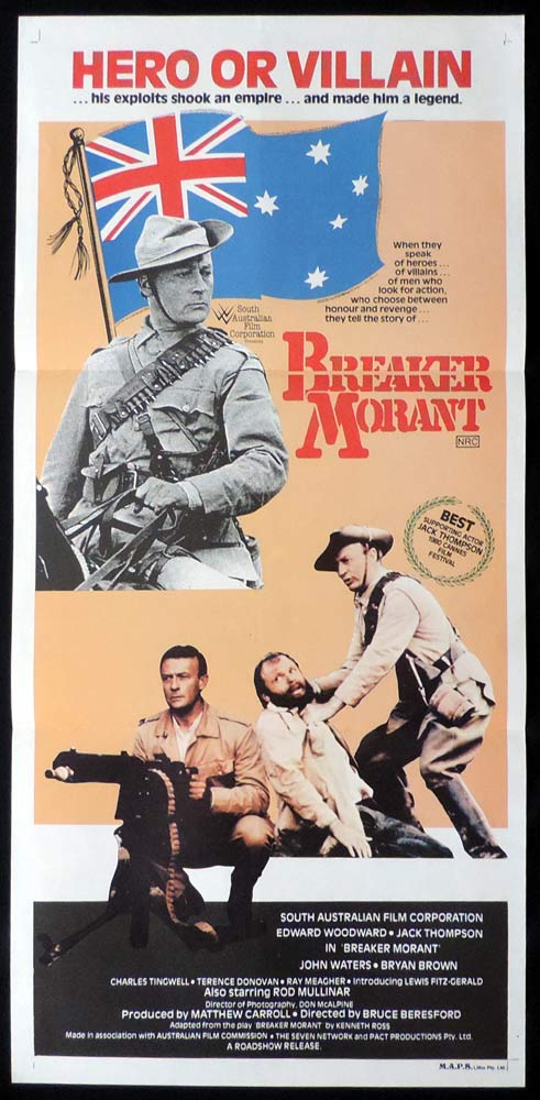 BREAKER MORANT Original Daybill Movie Poster Edward Woodward Cannes