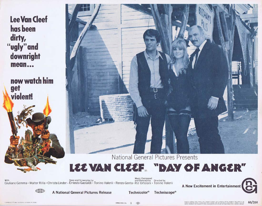 DAYS OF ANGER Original US Lobby Card 5 Lee Van Cleef