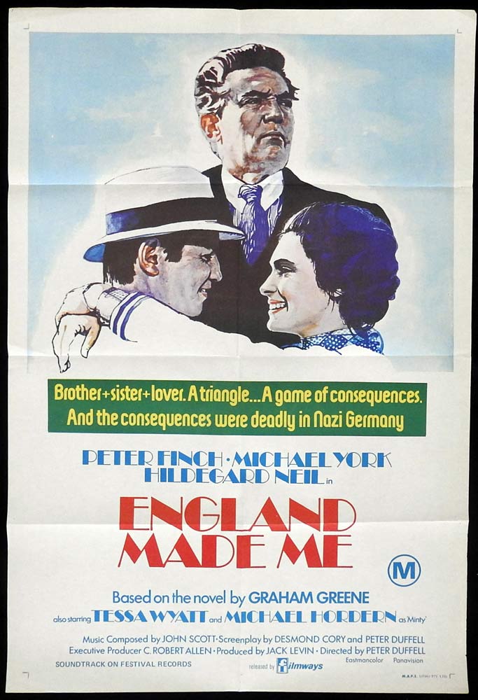 ENGLAND MADE ME Original One sheet Movie poster Peter Finch Michael York