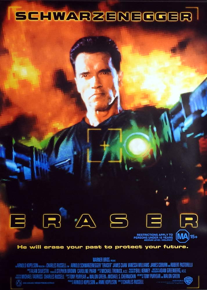 ERASER Original One Sheet Movie poster Arnold Schwarzenegger Vanessa Williams