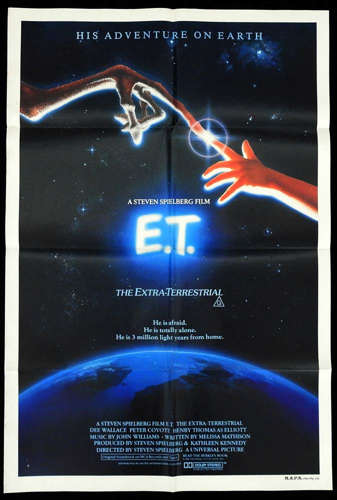 E.T. The Extra Terrestrial Original Australian One sheet poster Henry Thomas