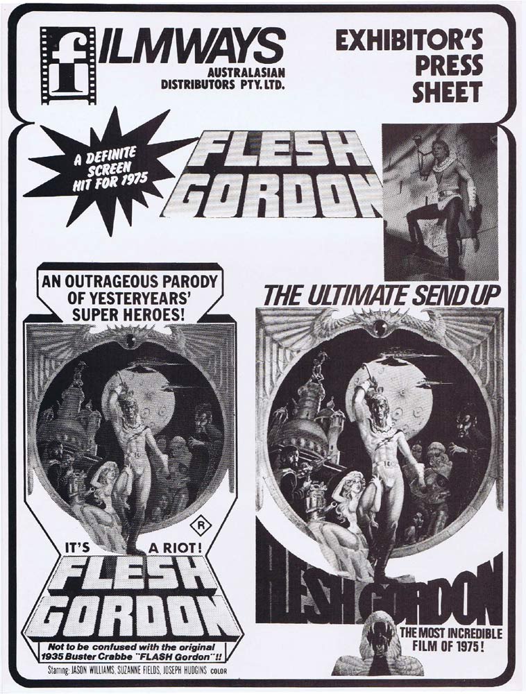 FLESH GORDON Rare AUSTRALIAN Movie Press Sheet Jason Williams