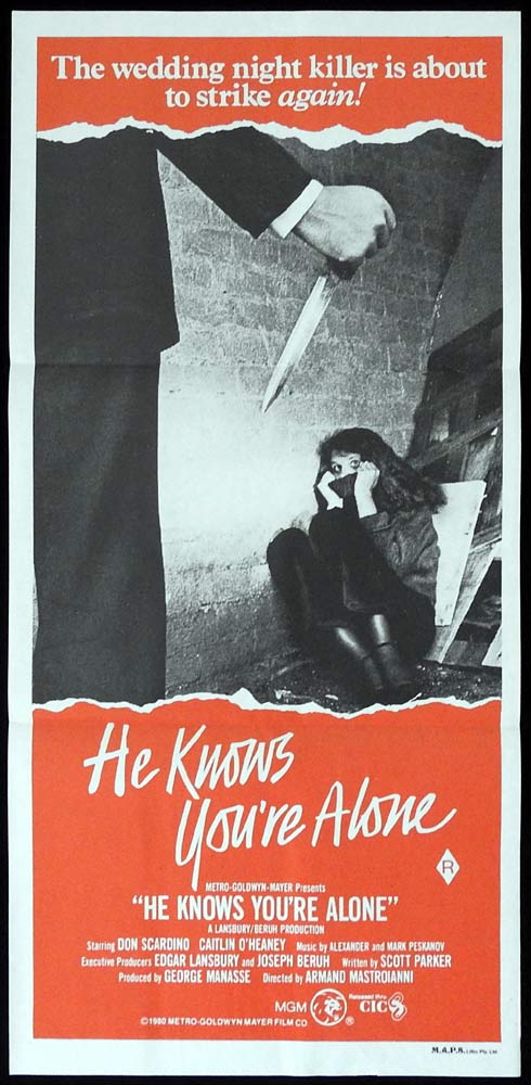 HE KNOWS YOU’RE ALONE Original Daybill Movie Poster Caitlin O’Heaney Don Scardino