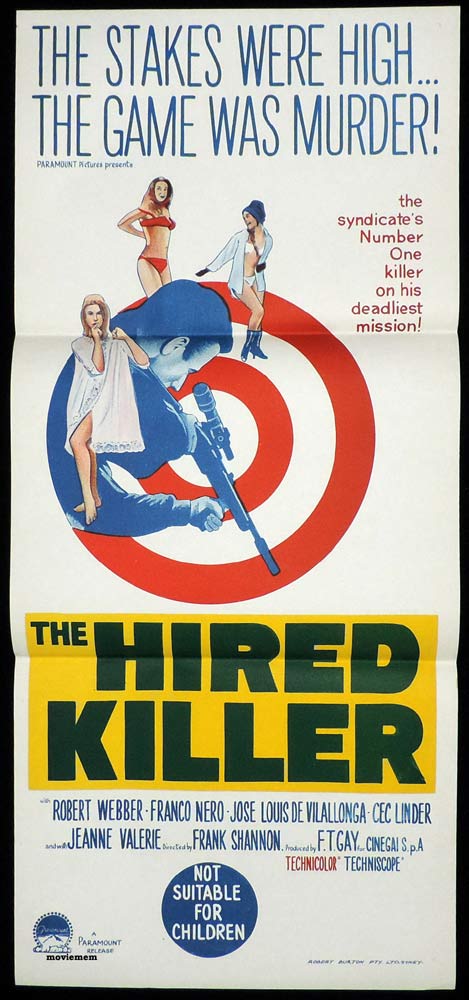 THE HIRED KILLER Original Daybill Movie Poster Robert Webber Franco Nero