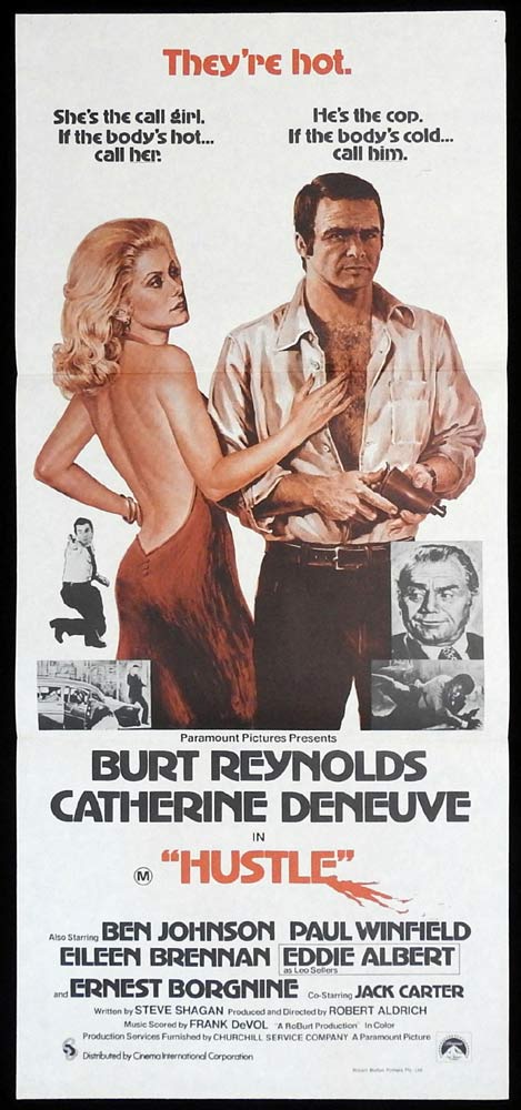 HUSTLE Original Daybill Movie Poster Burt Reynolds Catherine Deneuve