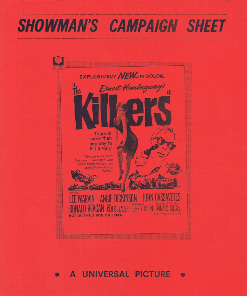 THE KILLERS Rare AUSTRALIAN Movie Press Sheet Don Siegel Lee Marvin