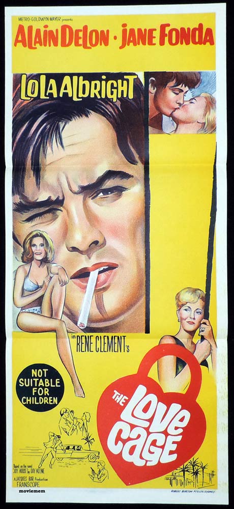 THE LOVE CAGE Original Daybill Movie poster Jane Fonda Alain Delon