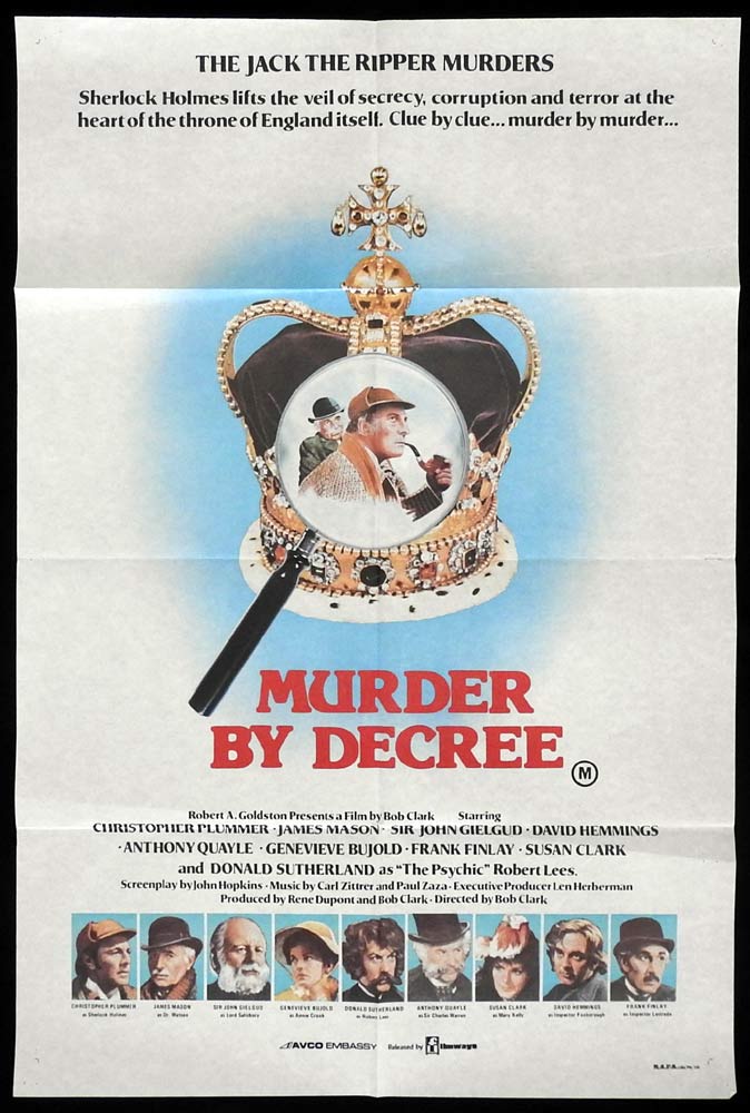 MURDER BY DECREE Original One sheet Movie poster Christopher Plummer Sherlock Holmes