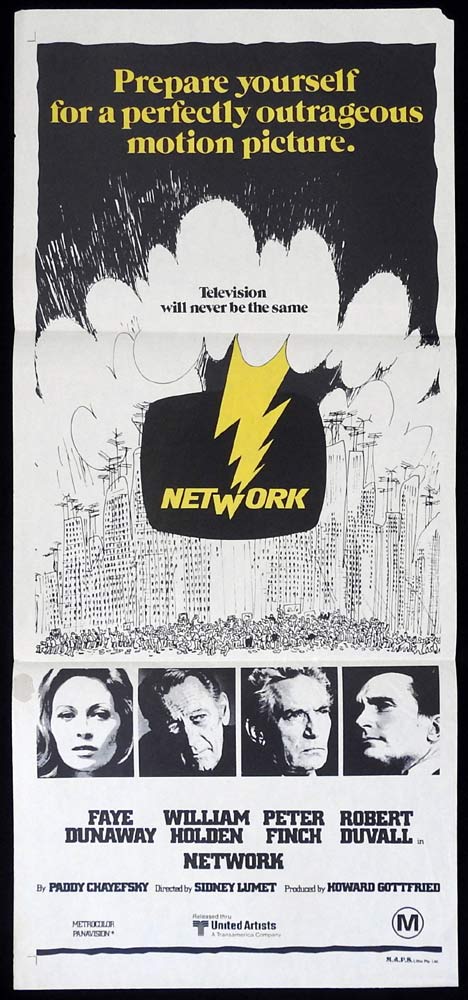 NETWORK Original Daybill Movie Poster Faye Dunaway William Holden