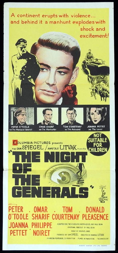 THE NIGHT OF THE GENERALS Original Daybill Movie Poster Peter O’Toole Omar Sharif