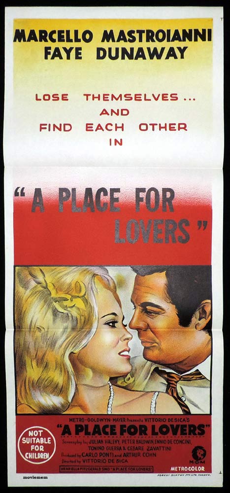 A PLACE FOR LOVERS Original Daybill Movie Poster Faye Dunaway Marcello Mastroianni