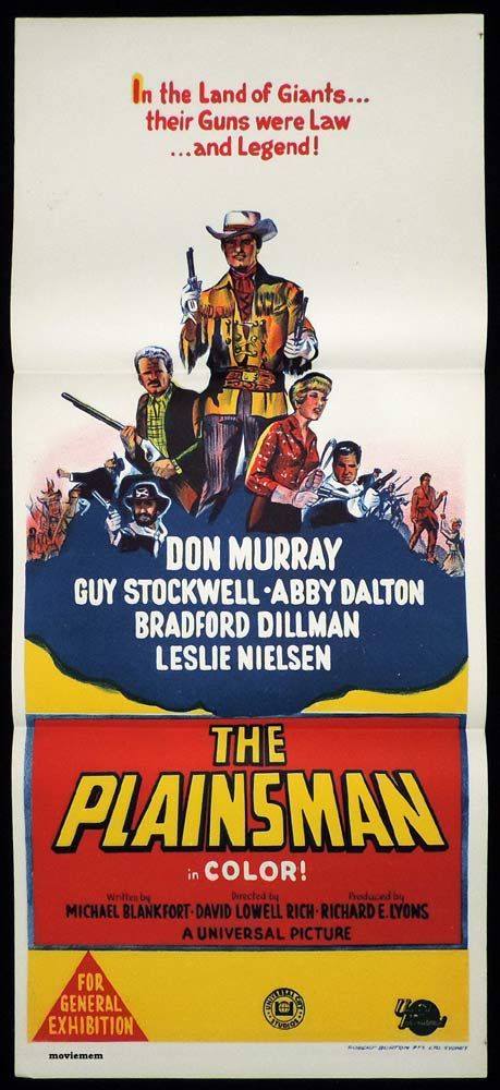 THE PLAINSMAN Original Daybill Movie Poster Don Murray Wild Bill Hickok