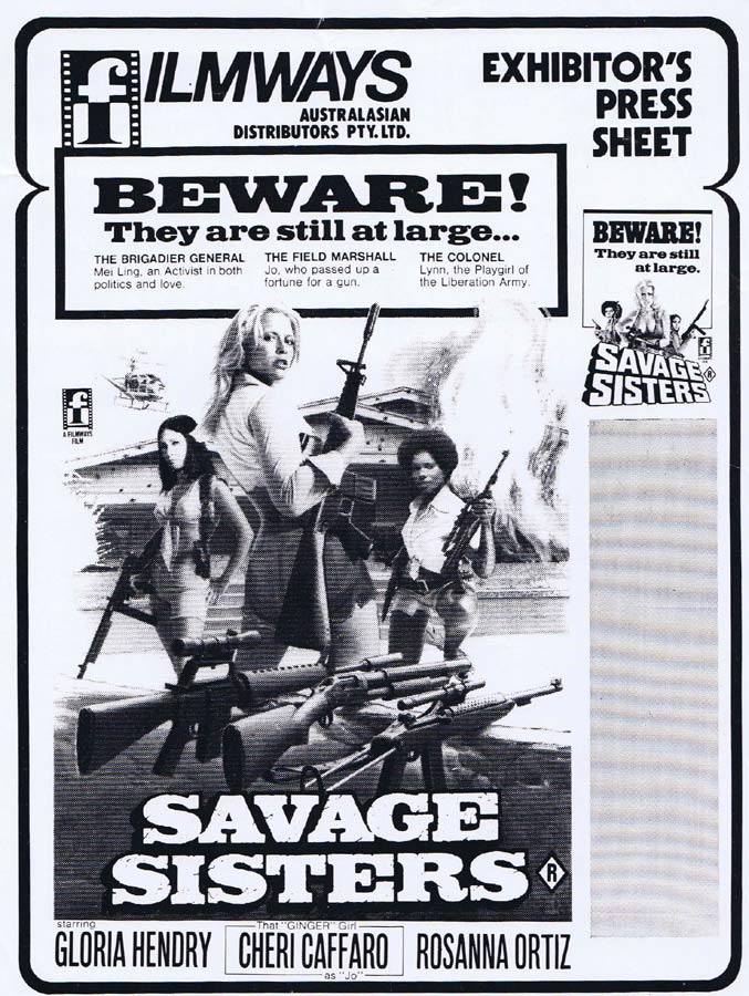 Savage Sisters Rare Australian Movie Press Sheet Gloria Hendry Moviemem Original Movie Posters