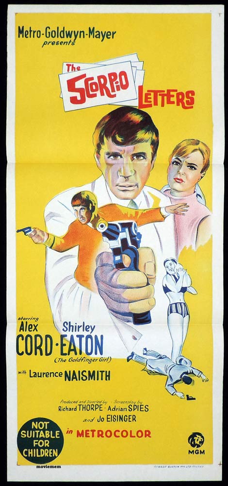 THE SCORPIO LETTERS Original Daybill Movie Poster Alex Cord Shirley Eaton